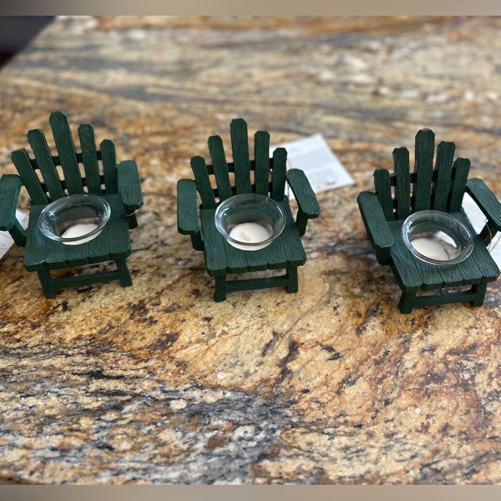 Decor Green Adirondack Chair Candle Holders